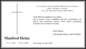 Anzeige von Manfred Heinz von  Schlossbote/Werbekurier 