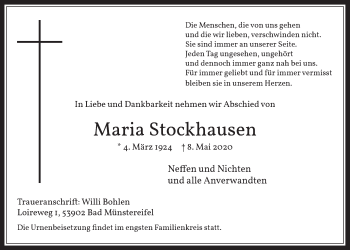 Anzeige von Maria Stockhausen von  Werbepost 