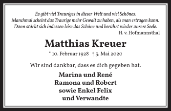 Anzeige von Matthias Kreuer von  Werbepost 