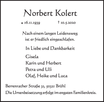 Anzeige von Norbert Kolert von  Schlossbote/Werbekurier 