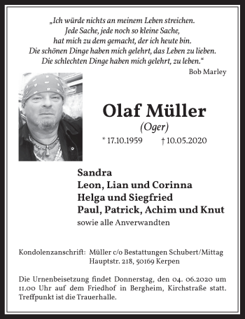 Anzeige von Olaf Müller von  Werbepost 