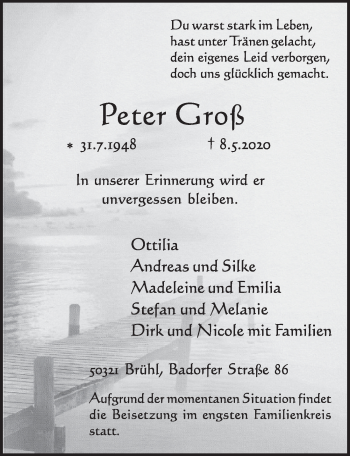 Anzeige von Peter Groß von  Schlossbote/Werbekurier 