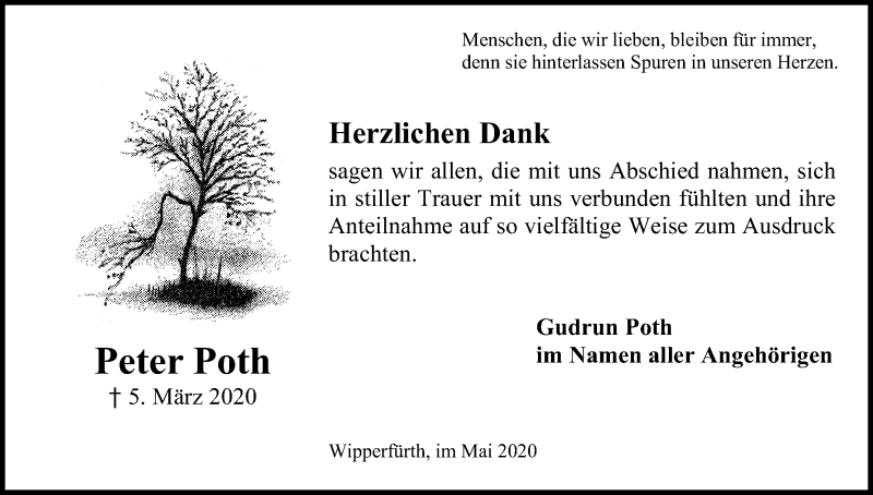  Traueranzeige für Peter Poth vom 30.05.2020 aus Kölner Stadt-Anzeiger / Kölnische Rundschau / Express