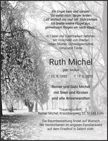 Anzeige von Ruth Michel von  Kölner Wochenspiegel 