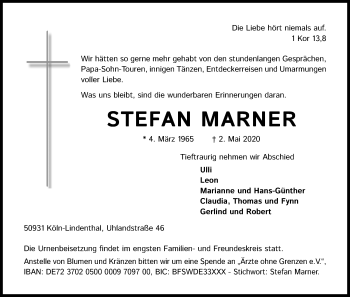 Anzeige von Stefan Marner von Kölner Stadt-Anzeiger / Kölnische Rundschau / Express