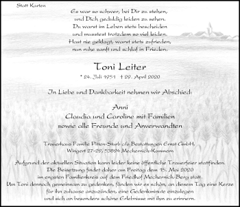 Anzeige von Toni Leiter von  Blickpunkt Euskirchen 