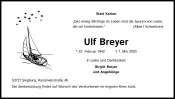 Anzeige von Ulf Breyer von Kölner Stadt-Anzeiger / Kölnische Rundschau / Express