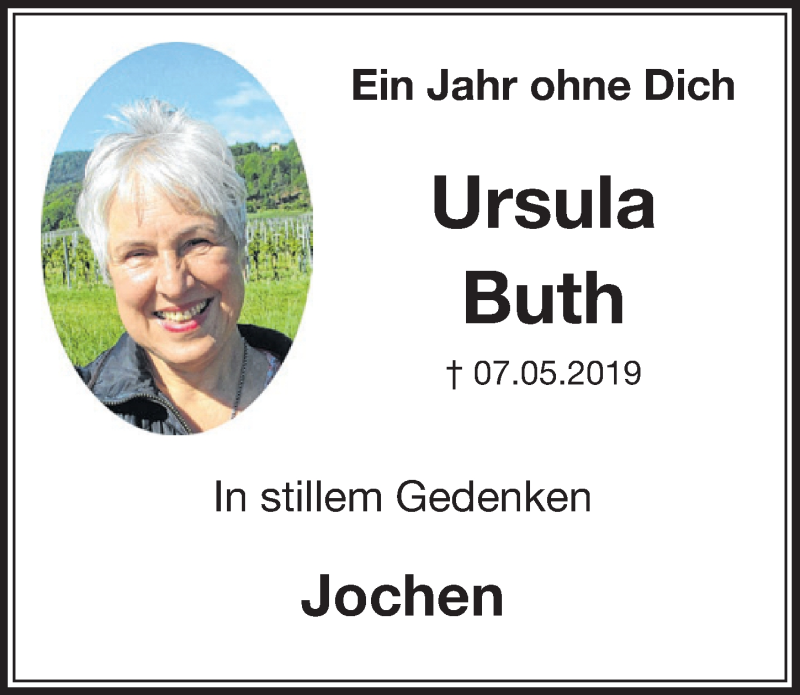  Traueranzeige für Ursula Buth vom 08.05.2020 aus  Schlossbote/Werbekurier 