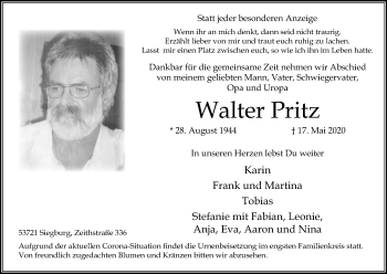 Anzeige von Walter Pritz von Kölner Stadt-Anzeiger / Kölnische Rundschau / Express