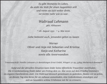 Anzeige von Waltraud Lehmann von  Blickpunkt Euskirchen 