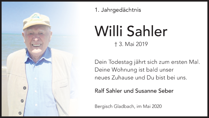  Traueranzeige für Willi Sahler vom 02.05.2020 aus Kölner Stadt-Anzeiger / Kölnische Rundschau / Express