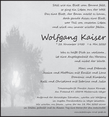 Anzeige von Wolfgang Kaiser von  Blickpunkt Euskirchen 