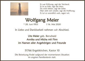 Anzeige von Wolfgang Meier von  Anzeigen Echo 