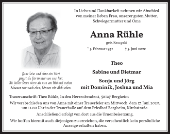 Anzeige von Anna Rühle von  Werbepost 