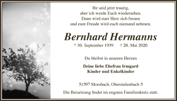 Anzeige von Bernhard Hermanns von  Lokalanzeiger 