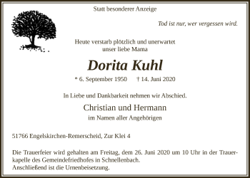 Anzeige von Dorita Kuhl von  Anzeigen Echo 
