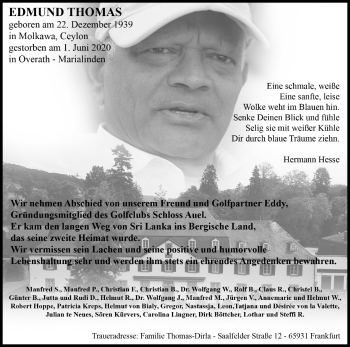 Anzeige von Edmund Thomas von Kölner Stadt-Anzeiger / Kölnische Rundschau / Express