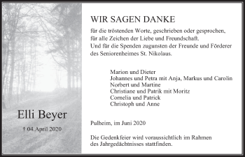 Anzeige von Elli Beyer von  Wochenende 