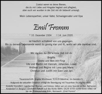 Anzeige von Emil Fromm von Kölner Stadt-Anzeiger / Kölnische Rundschau / Express