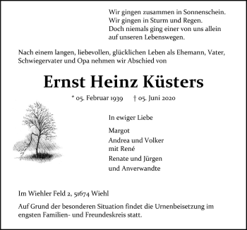 Anzeige von Ernst Heinz Küsters von  Anzeigen Echo 