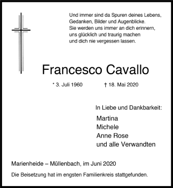 Anzeige von Francesco Cavallo von  Anzeigen Echo 