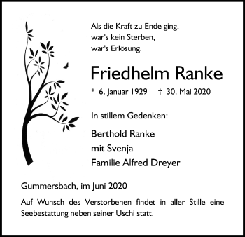 Anzeige von Friedhelm Ranke von Kölner Stadt-Anzeiger / Kölnische Rundschau / Express