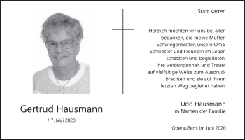 Anzeige von Gertrud Hausmann von  Werbepost 