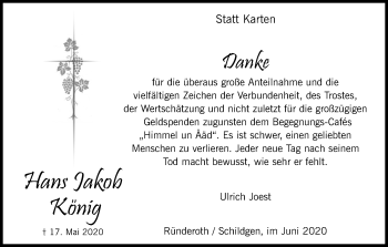 Anzeige von Hans Jakob König von Kölner Stadt-Anzeiger / Kölnische Rundschau / Express