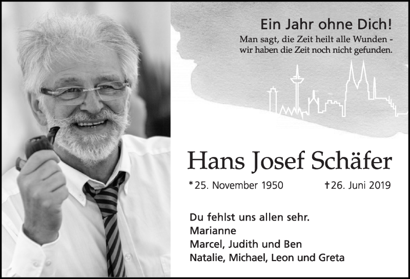  Traueranzeige für Hans Josef Schäfer vom 20.06.2020 aus  Blickpunkt Euskirchen 