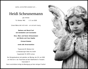 Anzeige von Heidi Scheunemann von Kölner Stadt-Anzeiger / Kölnische Rundschau / Express