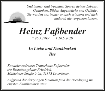 Anzeige von Heinz Faßbender von  Lokale Informationen 