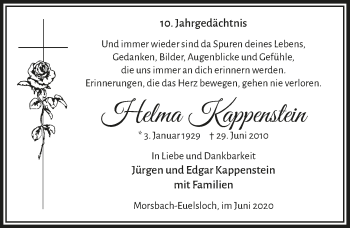 Anzeige von Helma Kappenstein von  Lokalanzeiger 