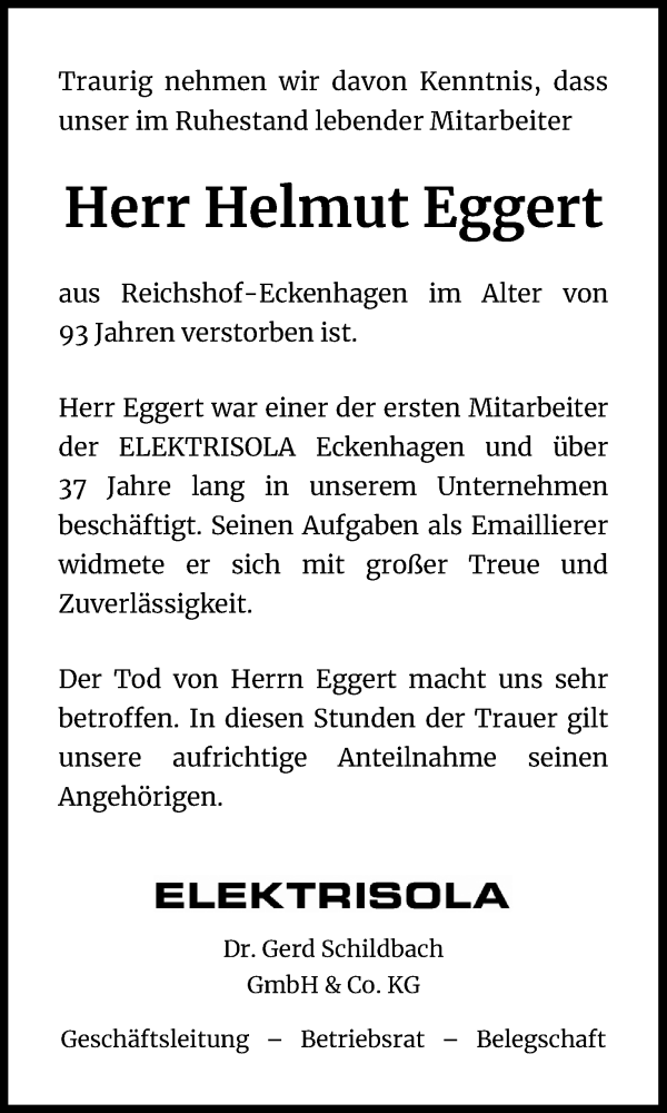  Traueranzeige für Helmut Eggert vom 06.06.2020 aus Kölner Stadt-Anzeiger / Kölnische Rundschau / Express