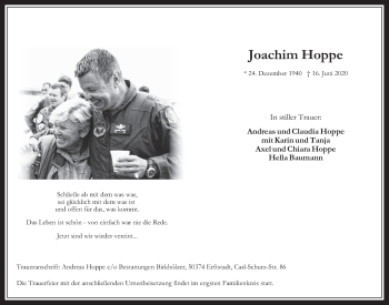 Anzeige von Joachim Hoppe von  Werbepost 