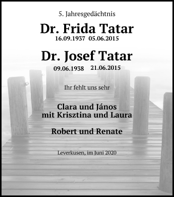 Anzeige von Josef Tatar von Kölner Stadt-Anzeiger / Kölnische Rundschau / Express