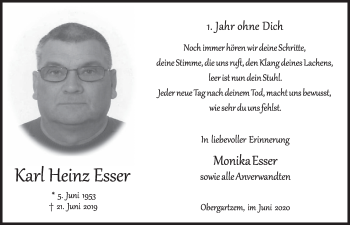 Anzeige von Karl Heinz Esser von  Blickpunkt Euskirchen 