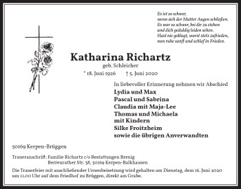 Anzeige von Katharina Richartz von  Werbepost 