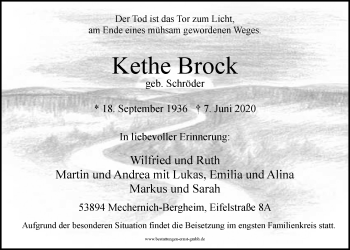 Anzeige von Kethe Brock von  Blickpunkt Euskirchen 