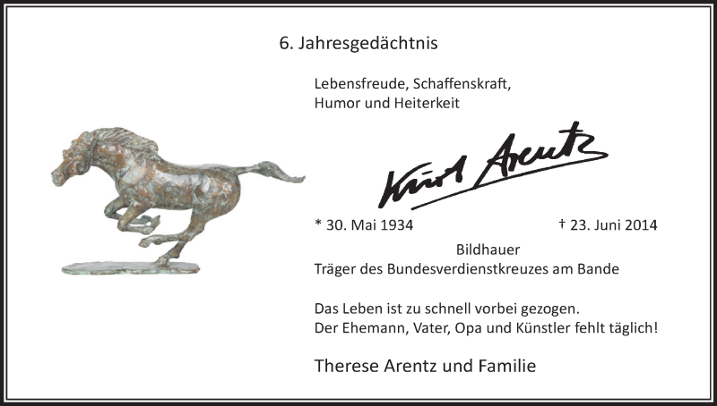  Traueranzeige für Kurt Arentz vom 18.07.2023 aus Kölner Stadt-Anzeiger / Kölnische Rundschau / Express