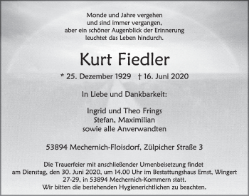 Anzeige von Kurt Fiedler von  Blickpunkt Euskirchen 