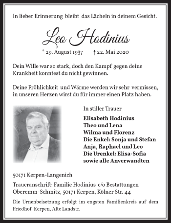 Anzeige von Leo Hodinius von  Werbepost 
