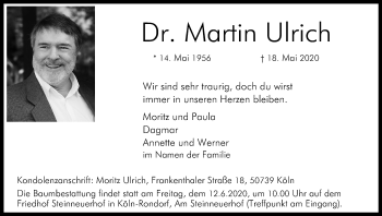 Anzeige von Martin Ulrich von Kölner Stadt-Anzeiger / Kölnische Rundschau / Express