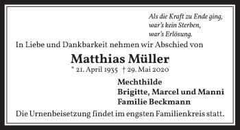 Anzeige von Matthias Müller von  Werbepost 