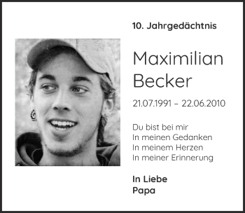 Anzeige von Maximilian Becker von  Blickpunkt Euskirchen 