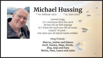 Anzeige von Michael Hussing von Kölner Stadt-Anzeiger / Kölnische Rundschau / Express