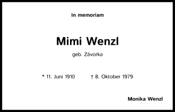 Anzeige von Mimi Wenzl von Kölner Stadt-Anzeiger / Kölnische Rundschau / Express