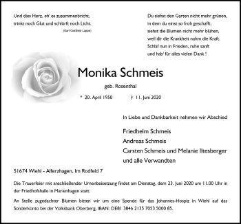 Anzeige von Monika Schmeis von  Anzeigen Echo 