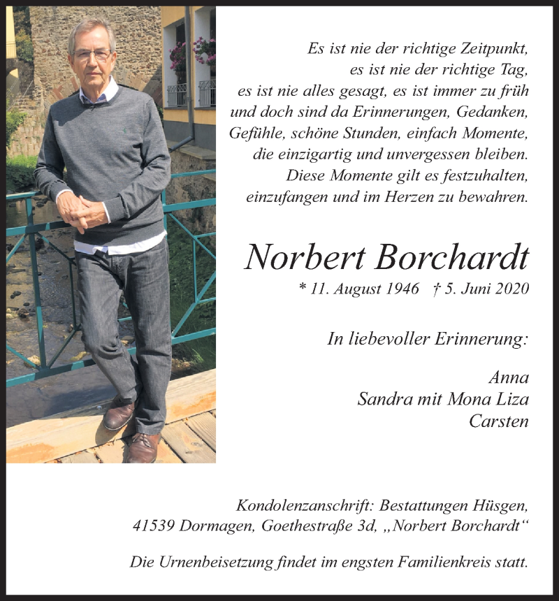  Traueranzeige für Norbert Borchardt vom 13.06.2020 aus Kölner Stadt-Anzeiger / Kölnische Rundschau / Express