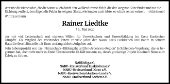 Anzeige von Rainer Liedtke von Kölner Stadt-Anzeiger / Kölnische Rundschau / Express