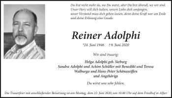 Anzeige von Reiner Adolphi von  Schaufenster/Blickpunkt 